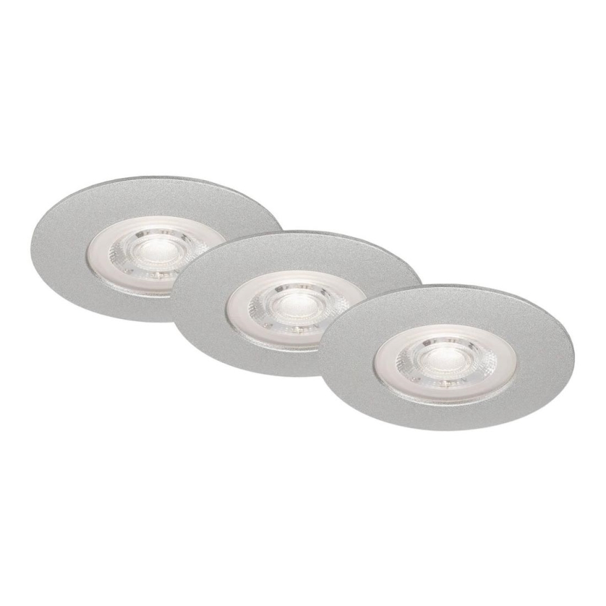 Briloner- SET 3x LED Kopalniška vgradna svetilka LED/4,9W/230V IP44 srebrna