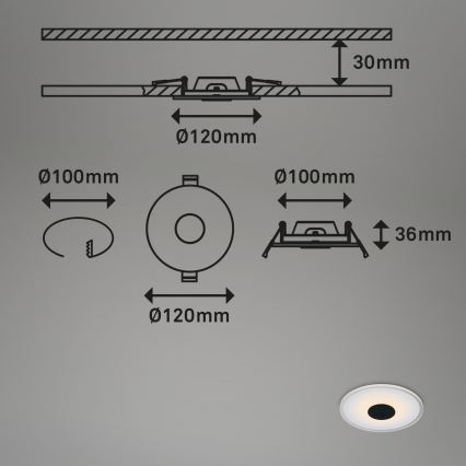 Briloner - SET 3x LED Kopalniška vgradna svetilka LED/6W/230V IP44 črna