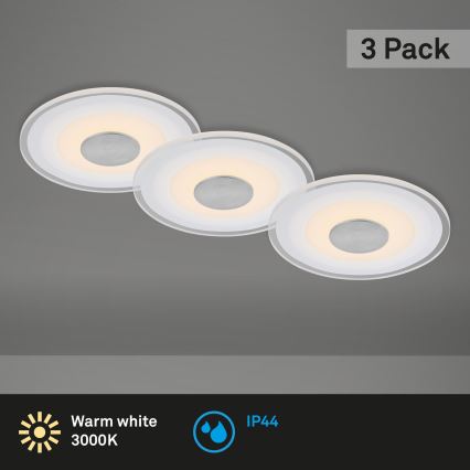 Briloner - SET 3x LED Kopalniška vgradna svetilka LED/6W/230V IP44 krom