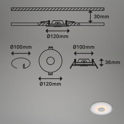 Briloner - SET 3x LED Kopalniška vgradna svetilka LED/6W/230V IP44 krom