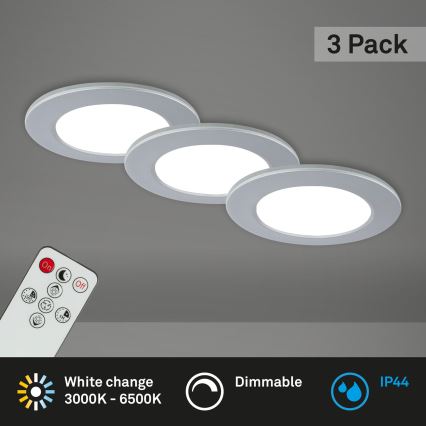 Briloner - SET 3x LED Zatemnitvena kopalniška vgradna svetilka LED/4,8W/230V 3000-6500K IP44 + Daljinski upravljalnik