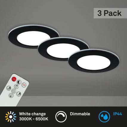 Briloner - SET 3x LED Zatemnitvena kopalniška vgradna svetilka LED/4,8W/230V 3000-6500K IP44 + Daljinski upravljalnik