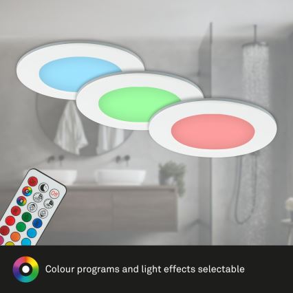 Briloner - SET 3x RGBW LED Zatemnitvena kopalniška vgradna svetilka LED/4,8W/230V 3000-6500K IP65 + Daljinski upravljalnik