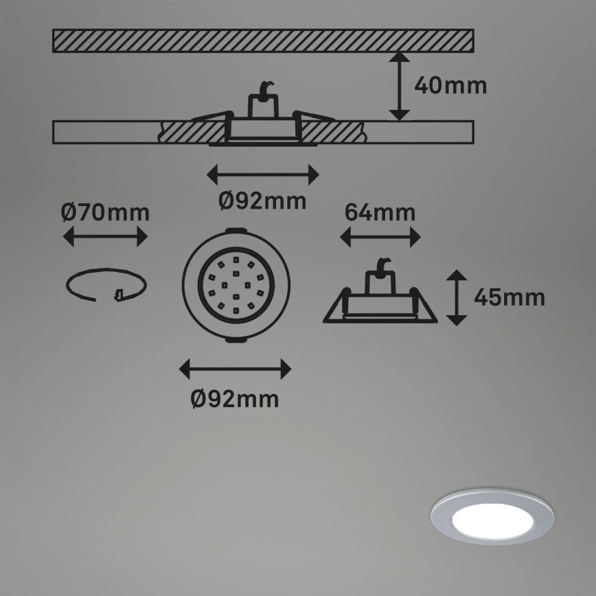 Briloner - SET 3x LED RGBW Zatemnitvena kopalniška vgradna svetilka LED/4,8W/230V 3000-6500K IP65 + Daljinski upravljalnik