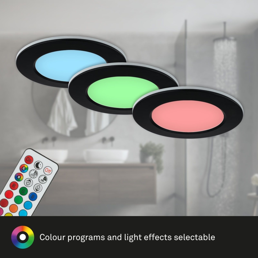 Briloner - SET 3x LED RGBW Zatemnitvena kopalniška vgradna svetilka LED/4,8W/230V 3000-6500K IP65 + Daljinski upravljalnik