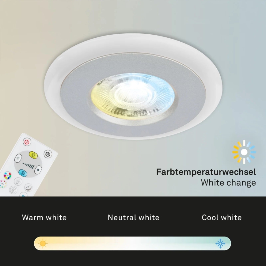 Briloner - SET 3x LED RGBW Zatemnitvena kopalniška vgradna svetilka LED/5W/230V 3000-6500K IP44 + Daljinski upravljalnik