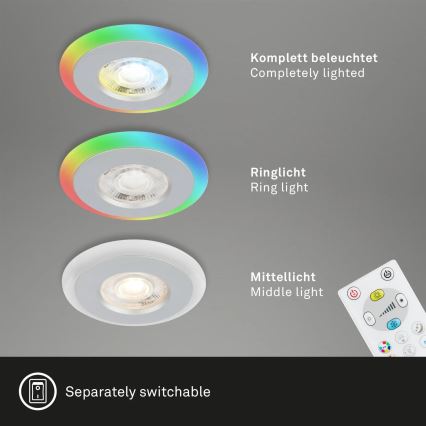 Briloner - SET 3x LED RGBW Zatemnitvena kopalniška vgradna svetilka LED/5W/230V 3000-6500K IP44 + Daljinski upravljalnik