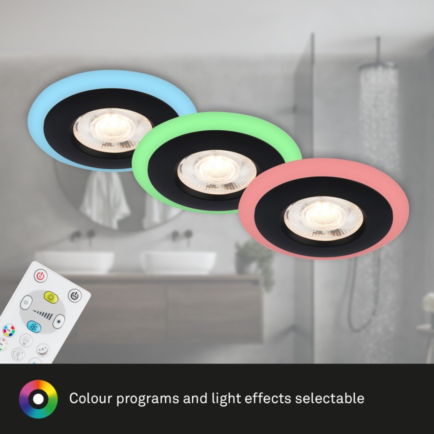 Briloner - SET 3x LED RGBW Zatemnitvena kopalniška vgradna svetilka LED/5W/230V 3000-6500K IP44 + Daljinski upravljalnik