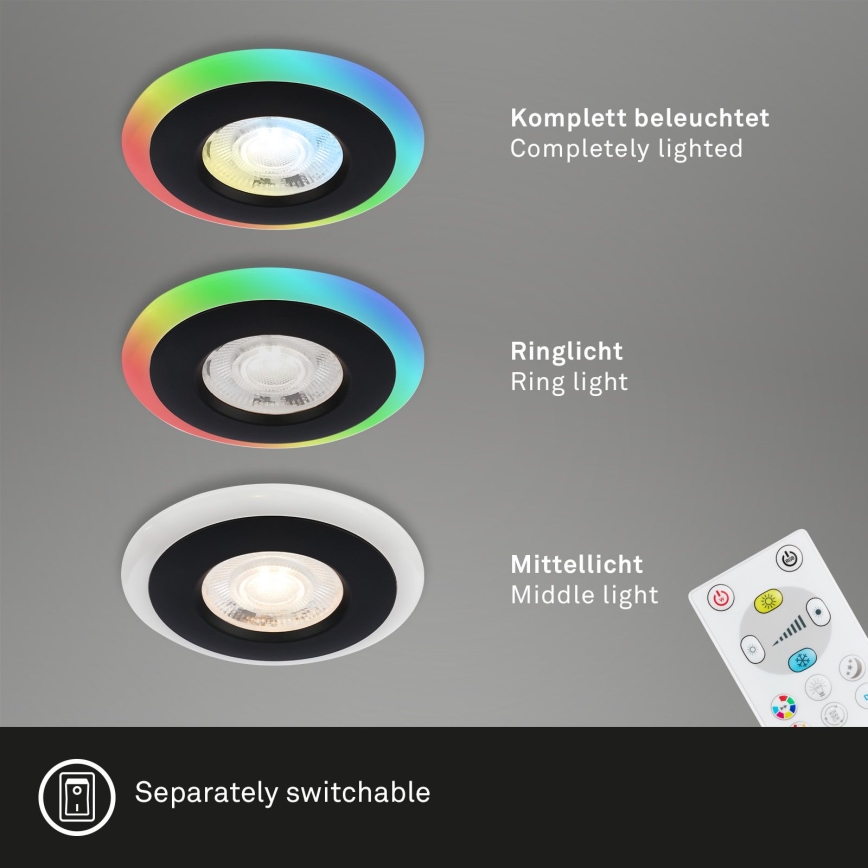Briloner - SET 3x LED RGBW Zatemnitvena kopalniška vgradna svetilka LED/5W/230V 3000-6500K IP44 + Daljinski upravljalnik