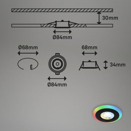 Briloner - SET 3x LED RGBW Zatemnitvena kopalniška vgradna svetilka LED/5W/230V 3000-6500K IP44 + Daljinski upravljalnik