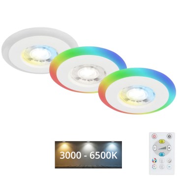 Briloner - SET 3x LED RGBW Zatemnitvena kopalniška vgradna svetilka LED/5W/230V 3000-6500K IP44 + Daljinski upravljalnik