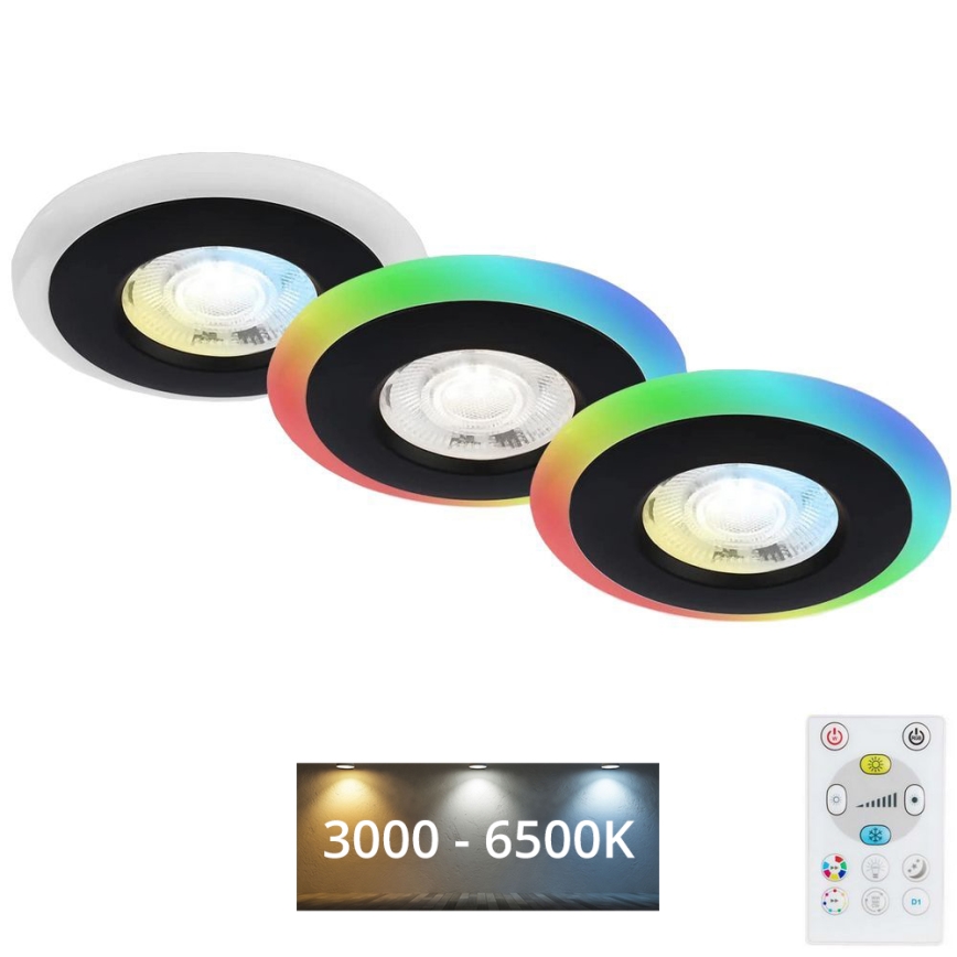 Briloner - SET 3x LED RGBW Zatemnitvena kopalniška vgradna svetilka LED/5W/230V 3000-6500K IP44 + Daljinski upravljalnik