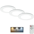 Briloner - SET 3x LED Zatemnitvena kopalniška vgradna svetilka LED/4,8W/230V 3000-6500K IP44 + Daljinski upravljalnik