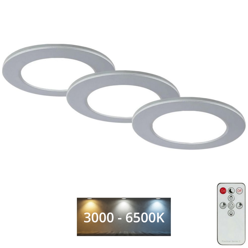 Briloner - SET 3x LED Zatemnitvena kopalniška vgradna svetilka LED/4,8W/230V 3000-6500K IP44 + Daljinski upravljalnik