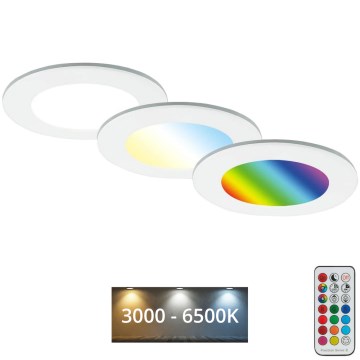 Briloner - SET 3x RGBW LED Zatemnitvena kopalniška vgradna svetilka LED/4,8W/230V 3000-6500K IP65 + Daljinski upravljalnik