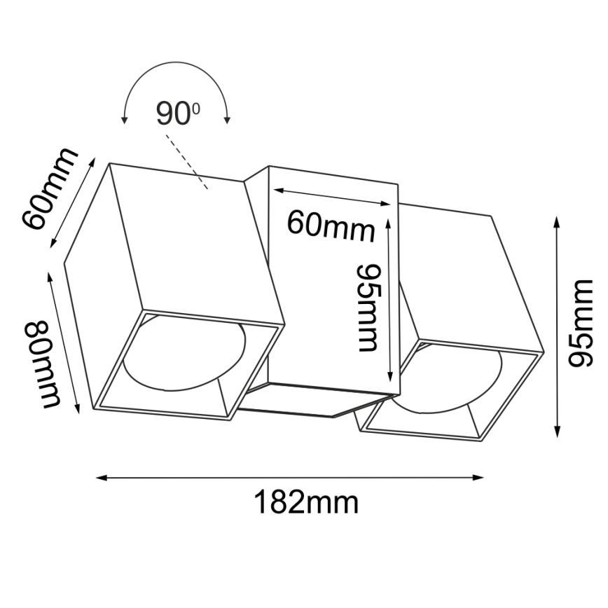 Brosline - Stensko točkovno svetilo 1xGU10/10W/230V črna