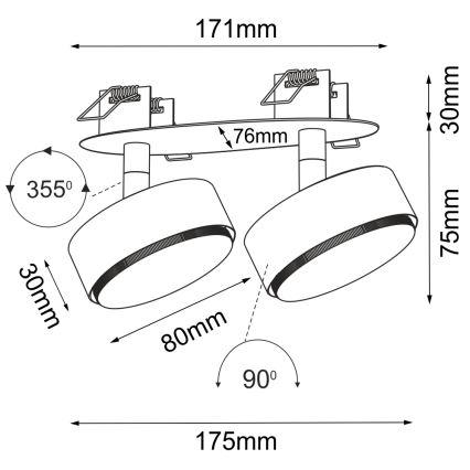 Brosline - Vgradna stropna točkovna svetilka 2xGX53/9W/230V bela