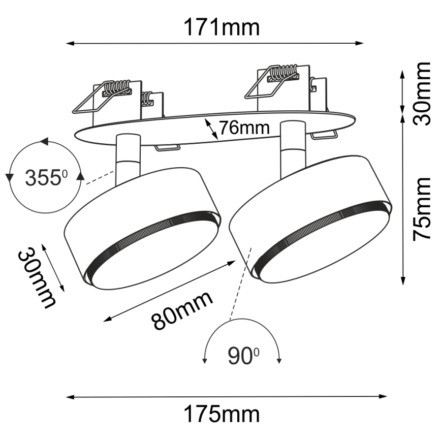 Brosline - Vgradna stropna točkovna svetilka 2xGX53/9W/230V bela