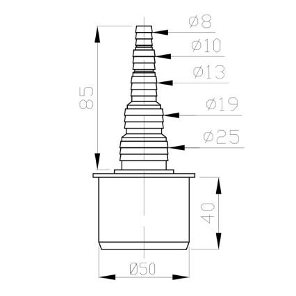 Bruckner - Priključek za cev DN50 8-25 mm