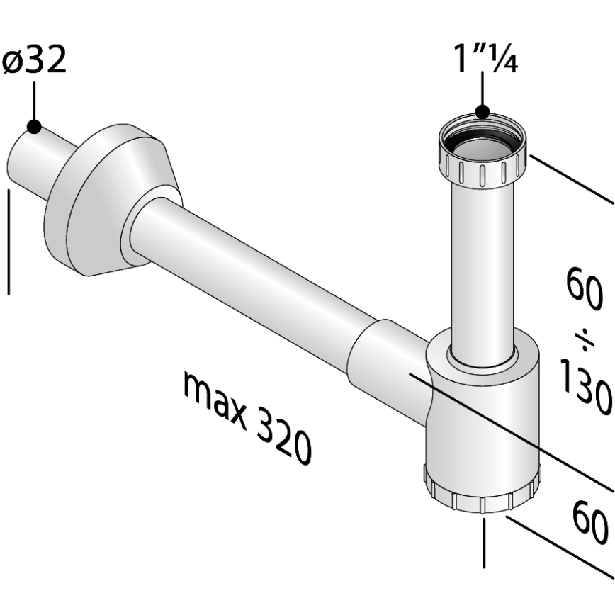 Bruckner - Sifon za umivalnik CRONO DN32 bela
