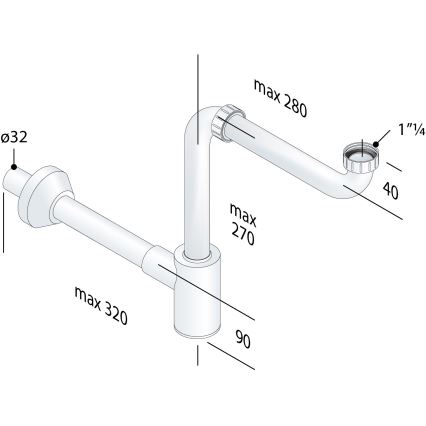Bruckner - Sifon za umivalnik CRONO DN32 bela