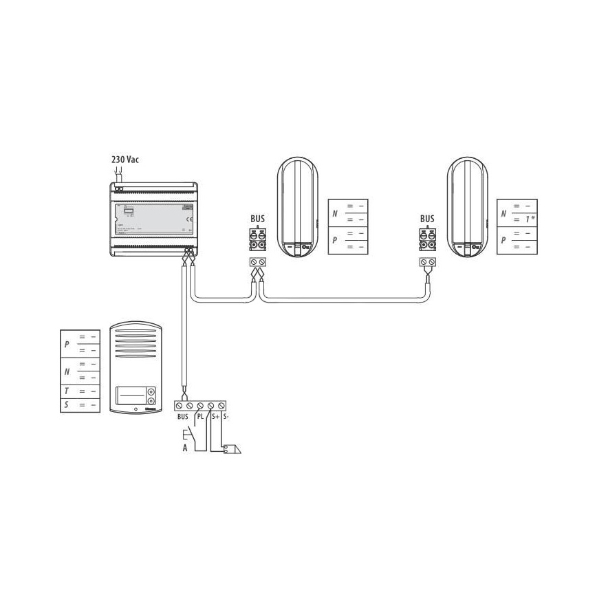 Bticino 366821 - Hišni zvonec za 2 stanovanji + vhodni panel LINEA 2000 IP54