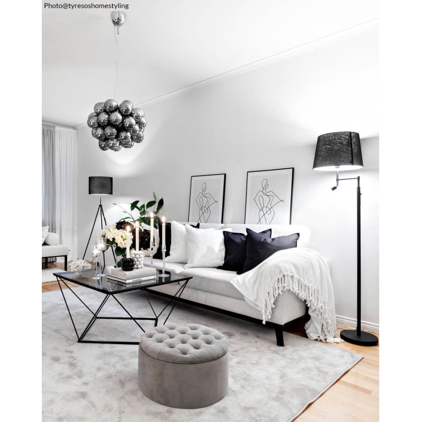 ByRydens - LED stoječa svetilka ORLANDO 1xE27/5W/230V + LED/3W, črna, premer 36 cm