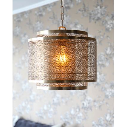 ByRydens - Lestenec na verigi HERMINE 1xE27/5W/230V medenina pr. 34 cm