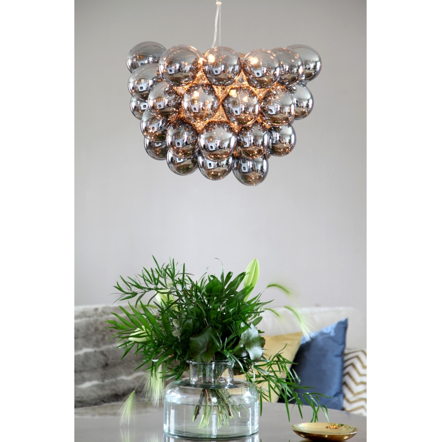 ByRydens - Lestenec na vrvici GROSS 8xG9/4W/230V dimna/črna pr. 50 cm
