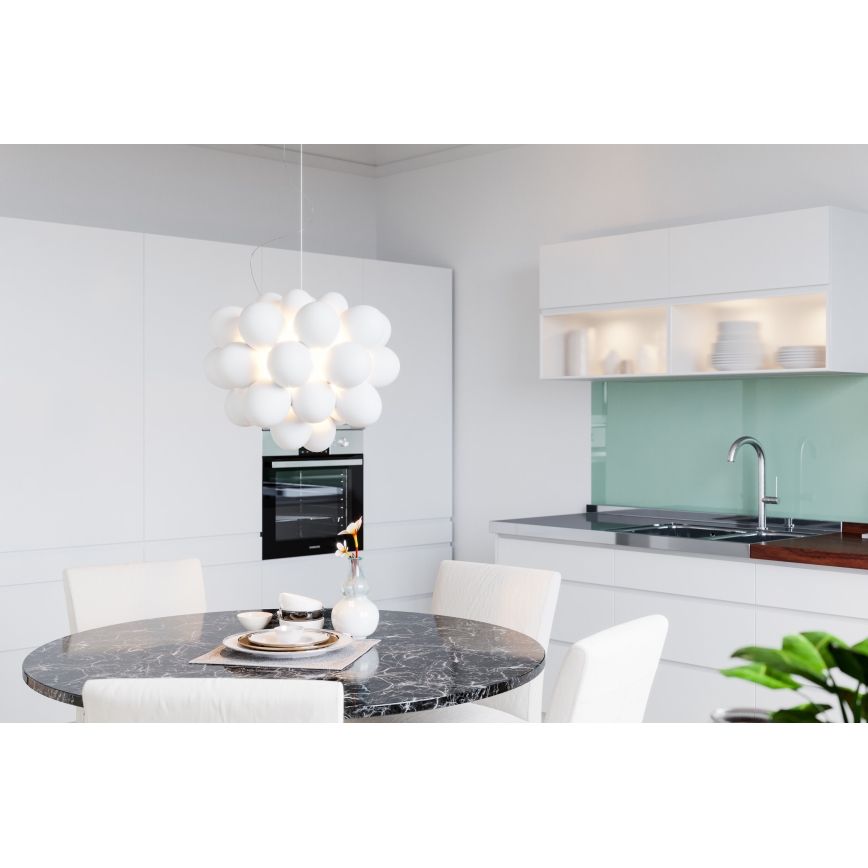 ByRydens - Lestenec na vrvici GROSS 8xG9/4W/230V bela pr. 50 cm