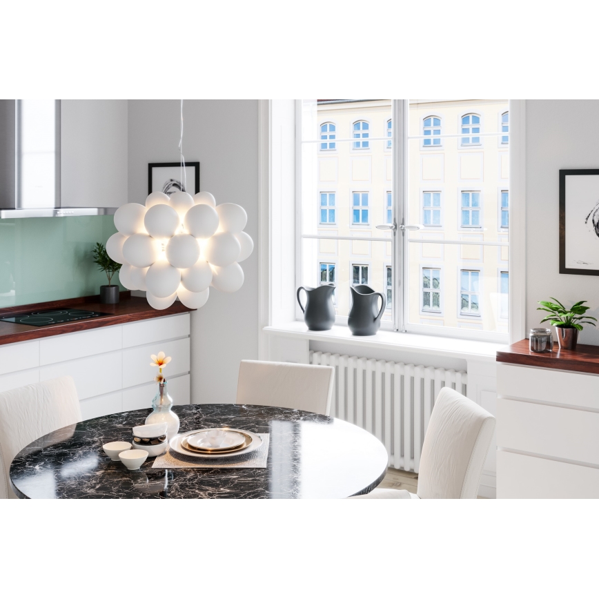 ByRydens - Lestenec na vrvici GROSS 8xG9/4W/230V bela pr. 50 cm