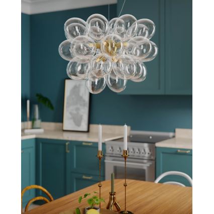 ByRydens - Lestenec na jeklenem kablu GROSS 8xG9/5W/230V prozoren