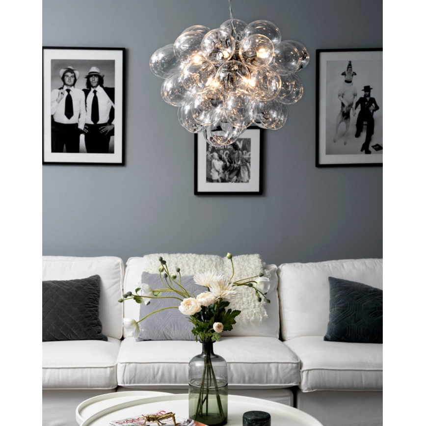 ByRydens - Lestenec na vrvici GROSS 8xG9/4W/230V prozorna pr. 50 cm