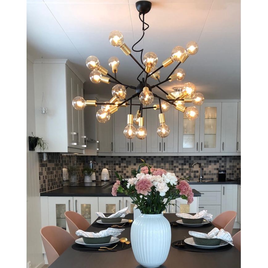 ByRydens - Lestenec na vrvici HEROES 24xE27/5W/230V črna pr. 80 cm