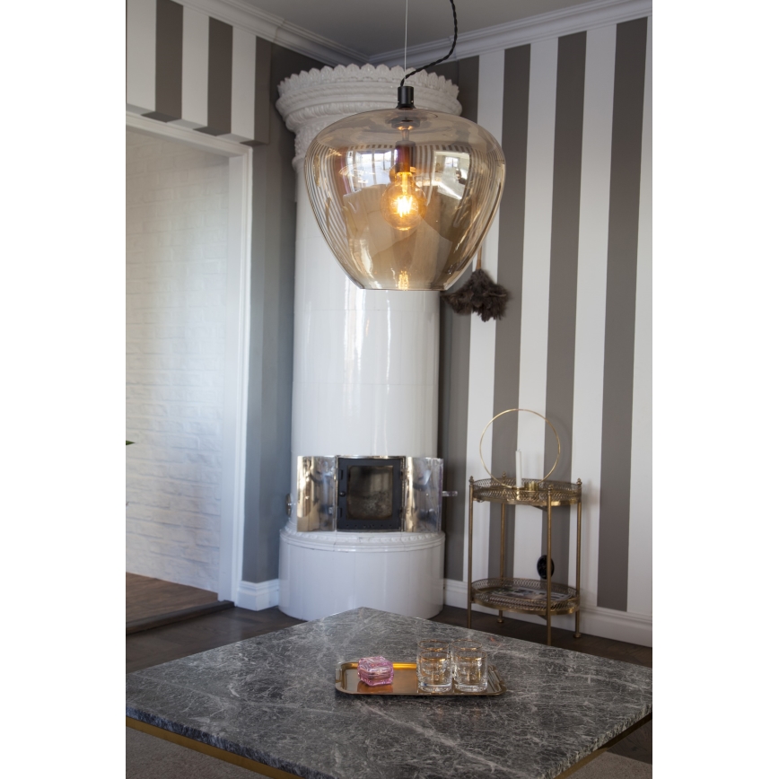 ByRydens - Lestenec na vrvici BELLISSIMO 1xE27/8W/230V dimna/rjava pr. 40 cm
