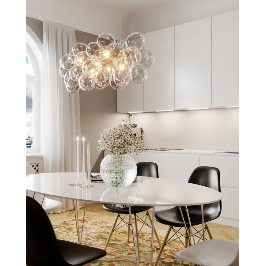 ByRydens - Lestenec na jeklenem kablu GROSS BAR 8xG9/4W/230V prozoren