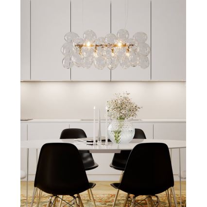 ByRydens - Lestenec na jeklenem kablu GROSS BAR 8xG9/4W/230V prozoren