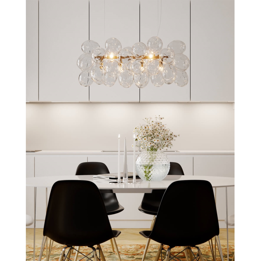 ByRydens - Lestenec na jeklenem kablu GROSS BAR 8xG9/4W/230V prozoren