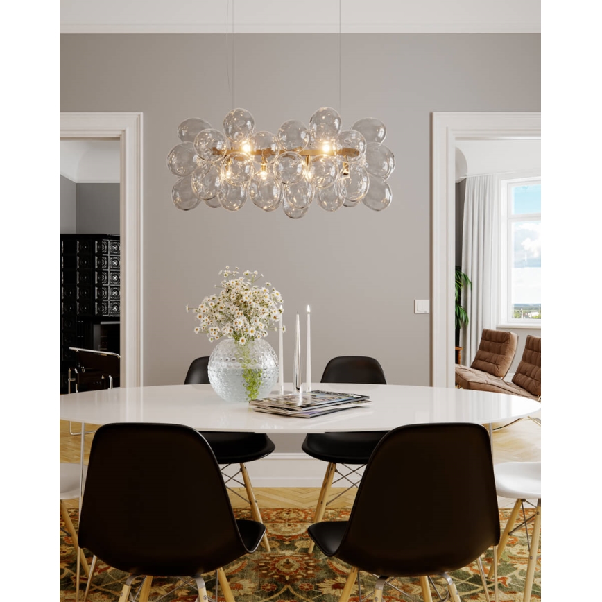 ByRydens - Lestenec na jeklenem kablu GROSS BAR 8xG9/4W/230V prozoren