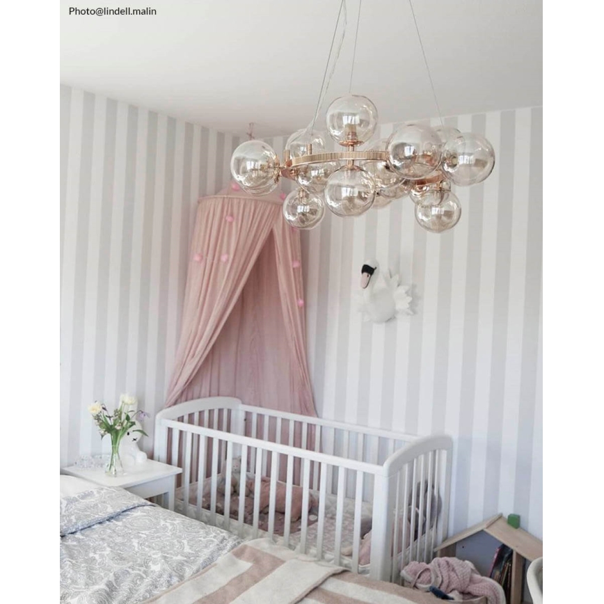 ByRydens - Lestenec na vrvici SPLENDOR 15xG9/5W/230V dimna/rjava pr. 58 cm