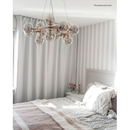 ByRydens - Lestenec na vrvici SPLENDOR 15xG9/5W/230V dimna/rjava pr. 58 cm