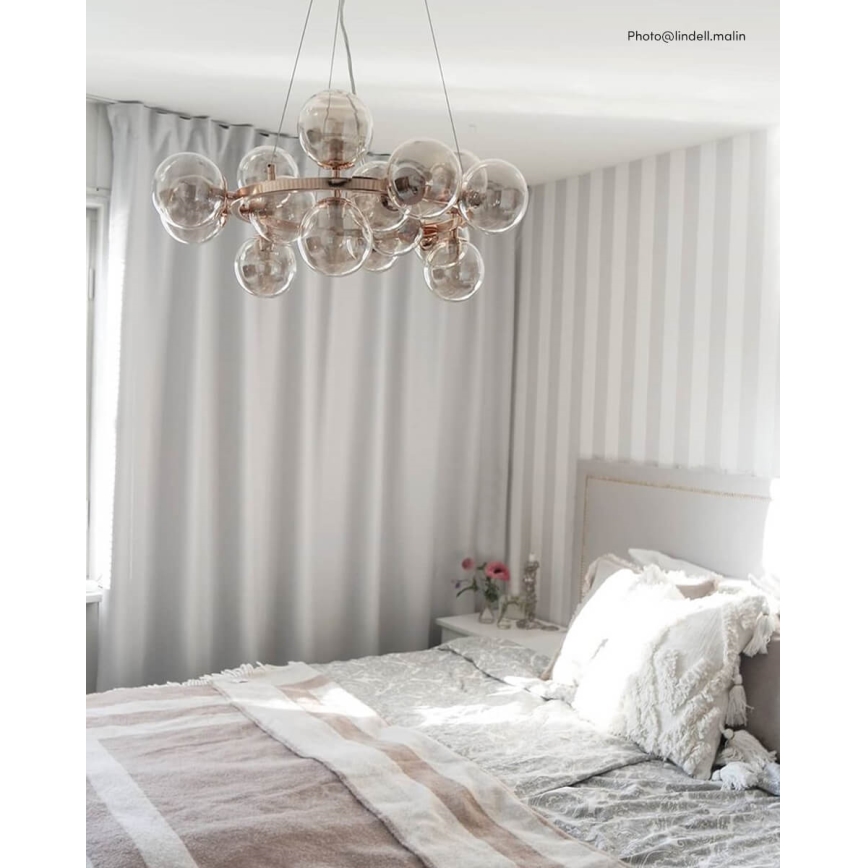 ByRydens - Lestenec na vrvici SPLENDOR 15xG9/5W/230V dimna/rjava pr. 58 cm