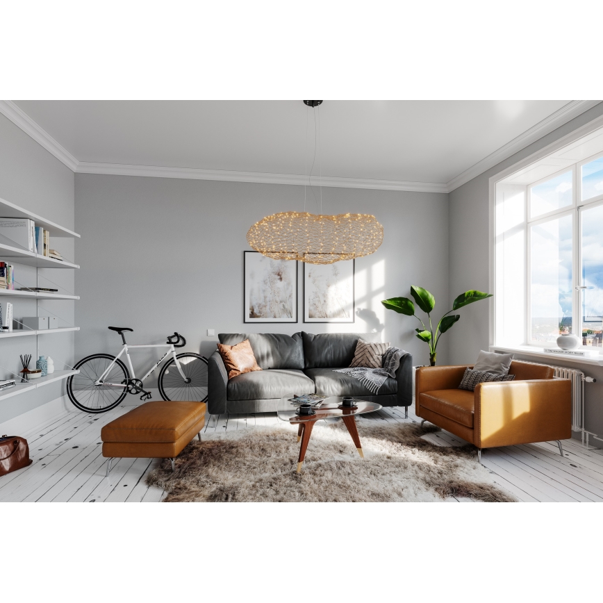 ByRydens - LED Lestenec na vrvici HAYDEN LED/20W/230V zlata