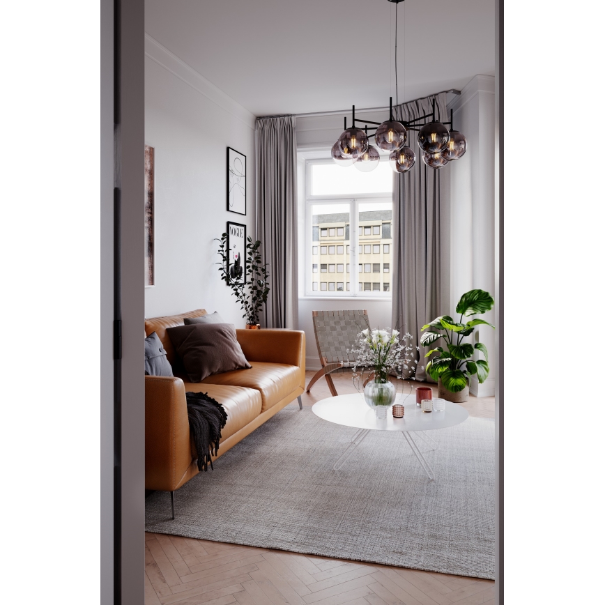 ByRydens - Lestenec na vrvici BOYLE 8xE27/5W/230V dimna/črna pr. 83 cm