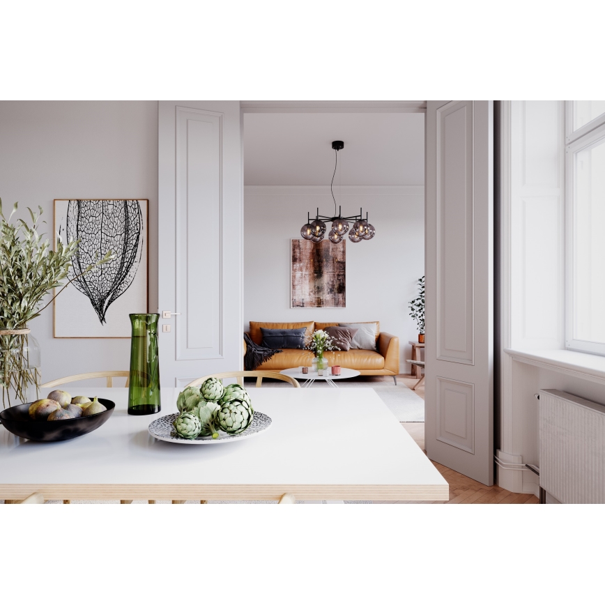 ByRydens - Lestenec na vrvici BOYLE 8xE27/5W/230V dimna/črna pr. 83 cm