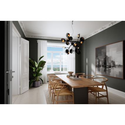 ByRydens - Lestenec na vrvici TURNO 18xG9/4W/230V zlata/črna pr. 80 cm