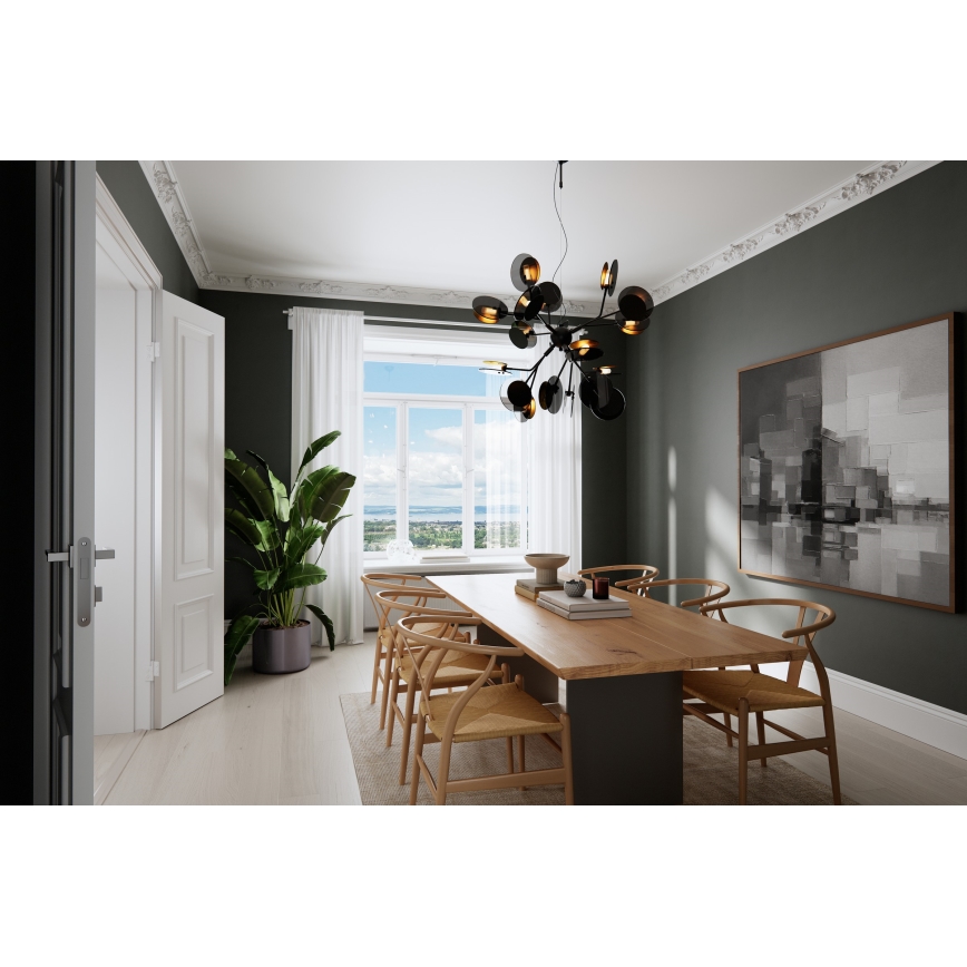 ByRydens - Lestenec na vrvici TURNO 18xG9/4W/230V zlata/črna pr. 80 cm
