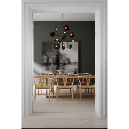 ByRydens - Lestenec na vrvici TURNO 18xG9/4W/230V zlata/črna pr. 80 cm