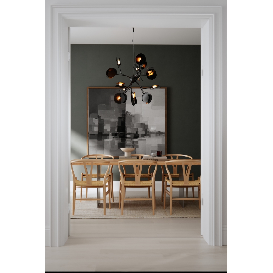 ByRydens - Lestenec na vrvici TURNO 18xG9/4W/230V zlata/črna pr. 80 cm
