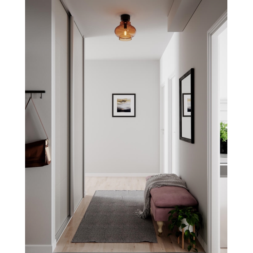 ByRydens - Stropna svetilka DOLORES 1xE27/5W/230V premer 30 cm rjava/zadimljena